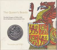 (2018) Монета Великобритания 2018 год 5 фунтов "Красный Дракон Уэльса"  Медь-Никель  Буклет